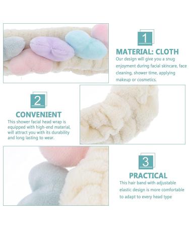 Beaupretty Plush Spa Headband - 2pcs Cute Heart Coral Fleece Makeup Headband for Women, Soft Elastic Wrap for Shower - White - Buy Online on GoSupps.com
