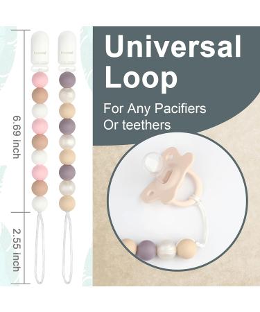 Kowlone Pink Silicone Pacifier Chain for Girls - 2-Pack Dummy Clips & Straps | Perfect Baby Shower Gift - Buy Online on GoSupps.com