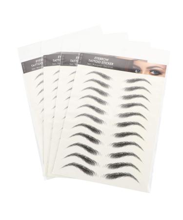 Beatifufu 4 Sheets Waterproof Eyebrow Stickers Imitation Eyebrow Tattoos Temporary Brow Tattoos 4 Proof 21x14.8cm Black