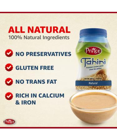 Prince Tahini - Natural Sesame Paste - 2 Tubs x 500 Grams - Gluten-Free & Cholesterol-Free - No Added Preservatives - Buy Online on GoSupps.com