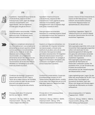 INSPORT Nutrition - Vitamin D3 4000IU + K2 MK-7 50mcg - Half a tablet per day - Health Protection Line - 100 Tablets (200 servings) - Buy Online on GoSupps.com