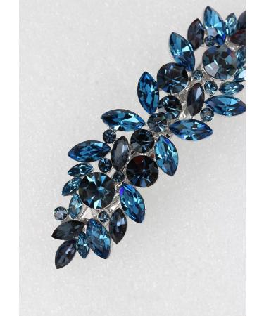 Faship Navy Blue Rhinestone Floral Hair Barrette Clip - Stunning Crystal Accessory - Buy Online on GoSupps.com