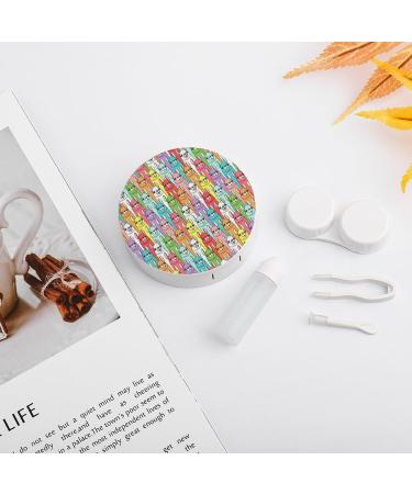 Rainbow Llamas Cute Contact Lens Case - Portable Round Storage Box Kit with Mirror for Travel & Daily Use - Buy Online on GoSupps.com
