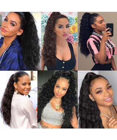 55.9 cm Curled Ponytail Extension - Long Black Drawstring Hair Part for Women | Corrugated Style - Buy Online on GoSupps.com