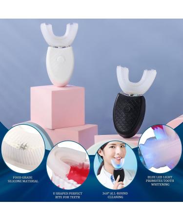 2-Piece Ultrasonic Electric Toothbrush Set | U-Shaped Automatic Toothbrush for Adults | Whitens Teeth & Cleans Whole Mouth | Rechargeable & Waterproof | 3 Brush Heads Included (Black/White) - Buy Online on GoSupps.com