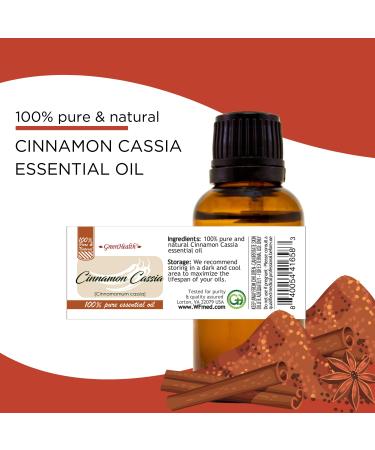Cinnamon Cassia - 8 fl oz (237 ml) Glass Bottle w/Cap - 100% Pure Essential Oil - GreenHealth - Buy Online on GoSupps.com