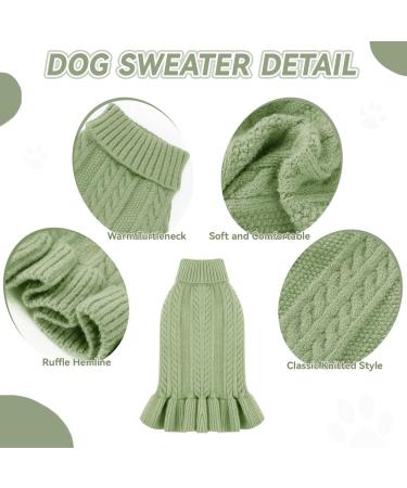 Alagirls Winter Warm Dog & Cat Sweater | Medium Fleece Knitted Turtleneck Pullover in Sage Green | Cozy Pet Clothing for Puppies - Buy Online on GoSupps.com