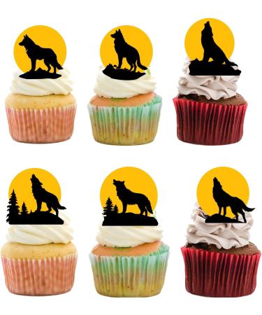 18pcs Wolf Cupcake Toppers for Kids Adult Wolf Birthday Party Decorations Night of the Wolf Party Favors Supplies Werewolf Animal Howl Wolf Cake Decorations - Buy Online on GoSupps.com