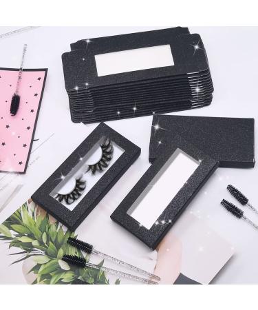 20 Pieces Glitter Paper Eyelash Packaging Boxes with Mascara Wands - Wholesale Lash Storage Case in Black - Buy Online on GoSupps.com