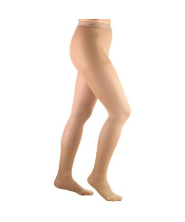 Truform Women's Compression Pantyhose, 20-30 mmHg, Opaque Hosiery Support Shaping Tights, Beige, Small Small Beige