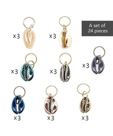 24 PCS Electroplated Shells Hair Jewelry for Women - DIY Hair Braiding Dreadlocks Accessories in 8 Colors - Buy Online on GoSupps.com