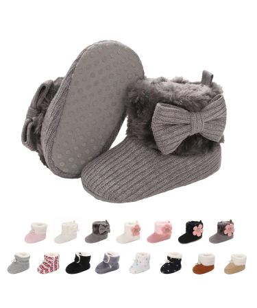 outfit spring Baby Winter Warm Fleece Bootie Newborn Non-Slip Soft Sole Winter Shoes Sock Shoes Cute Adjustable Crawling Shoes Prewalker Boots for Girls Boys Toddler 0-18 Months 0-6 Months D Grey