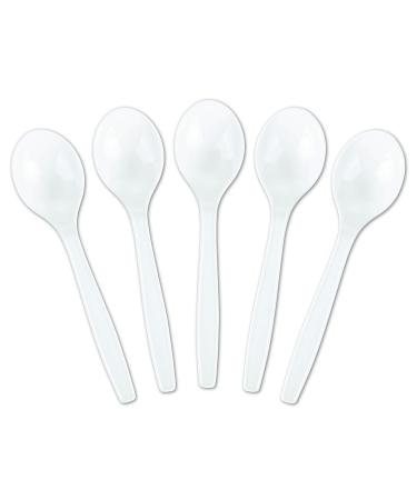 Plasticpro Disposable White Plastic Soup Spoons Heavyweight Utensils Pack of 50 Count 50 Soup Spoons