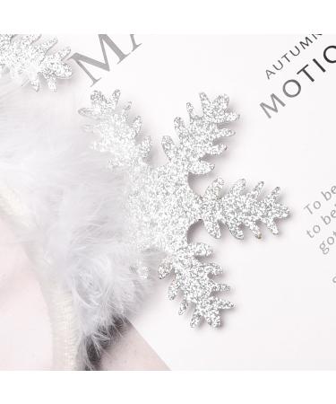 MEISH 2 Pieces Snowflake Headbands Christmas Party Headbands White Snowflake Hairbands with Feather for New Year Christmas Party Masquerade - Buy Online on GoSupps.com