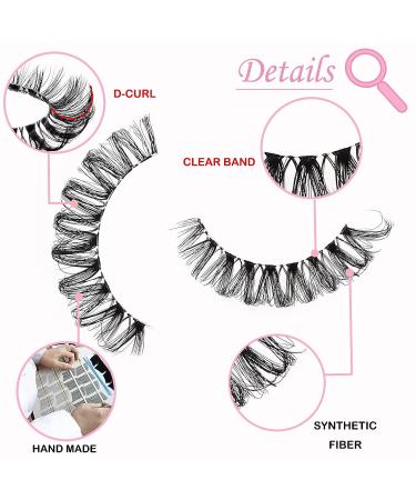 Heracks 14 Pairs D Curl Russian Cat-Eye Lashes | 10-20 MM Fox Eyelashes | Wispy False Eyelashes with Clear Band - Buy Online on GoSupps.com