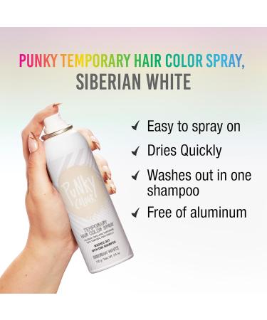 Punky Temporary Hair Color Spray Siberian White Fast-Drying Non-Sticky Non-Damaging Travel Size Hair Dye for Instant Vivid Hair Color 3.5 oz 3.5 Ounce (Pack of 1) Siberian White - Buy Online on GoSupps.com