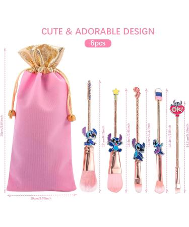 Cartoon Theme Stitch Makeup Brush Set 5Pcs with Storage Bag for Girl Women - Perfect Birthday Gift (Style 2) - Buy Online on GoSupps.com