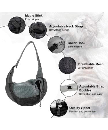 Small Dog Puppy Sling Carrier: Lightweight Hands-Free Pet Carry Bag - Adjustable Shoulder Sling with Pocket & Collar Hook - Black (Under 2kg) - Buy Online on GoSupps.com