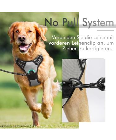Rabbitgoo Adjustable No-Pull Dog Harness for Medium Dogs - Breathable Control Vest with Reflective Stripes - Safe Gray Harness for Large Dogs - 1 Pack - Buy Online on GoSupps.com