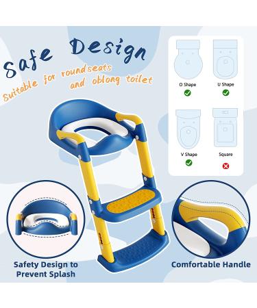 YMINA Potty Training Seat with Step Stool Ladder for Boys Girls - Blue, Foldable, Adjustable, Anti-Slip Pad - Kids Toilet Seat with Handles & Splash Guard - Buy Online on GoSupps.com