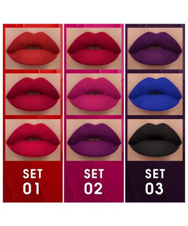 Matte Liquid Lipstick Set - Black Blue Purple Halloween Makeup | Long-Lasting Smudge-Proof & Waterproof Lip Gloss - Buy Online on GoSupps.com