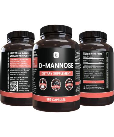D-Mannose Capsules (365 ct) - Pure Original Ingredients, Lab Verified, No Fillers - 365 Servings - Buy Online on GoSupps.com