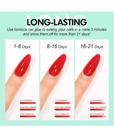 TOMICCA 4-in-1 Gel Nail Glue Set for Acrylic & False Nails - Super Strong Formula for Nail Polish UV/LED Lamp Cure - 2PCS 15ml - Buy Online on GoSupps.com