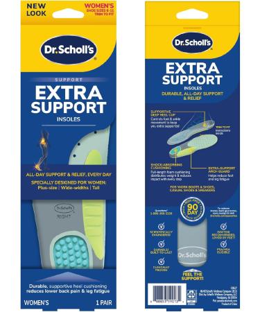 Scholl Extra Support Insoles for Women (EU Size 38-43.5) - Ideal for Wide Feet Shock-Absorbing Tailored Foot Support - Buy Online on GoSupps.com