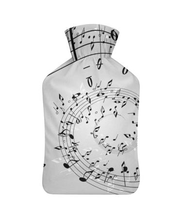 Musical Notes Hot Water Bottle With Cover Plush Bed Bottle Hand Warmer For Adults And Children 26.5X15.3cm