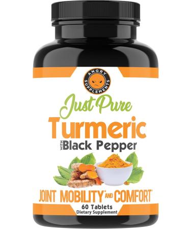 Angry Supplements Just Pure Turmeric Root with Black Pepper Support Comfort Flexibility Blend 2-Pack (120 Vegetarian Tablets Total) 4-Month Supply - Buy Online on GoSupps.com