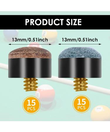 Lusofie 30Pcs 13mm Screw-on Pool Cue Tips Set for Pool and Snooker - 15 Brown, 15 Blue - Buy Online on GoSupps.com