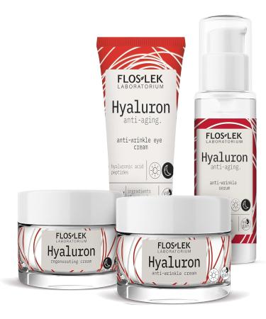 Floslek HYALURON Anti-Wrinkle Serum for face neck and d collet | Natural Cosmetics | Anti-aging effect | Hyaluronic acid and Prebiotics | 30 ml - Buy Online on GoSupps.com