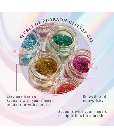 Dazzle and Delight: Secret of Pharaoh Glitter Gel Set 6 Vibrant Colors for Parties & Festivals Long Lasting Sparkles - Buy Online on GoSupps.com