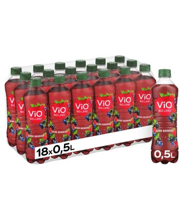 Vio Bio Limo Dark Berries - vegan organic lemonade with a fruity blackberry taste 10 % juice content - in environmentally friendly 100 % recyclable disposable bottles (18 x 500 ml) Vio Bio Dark Berries