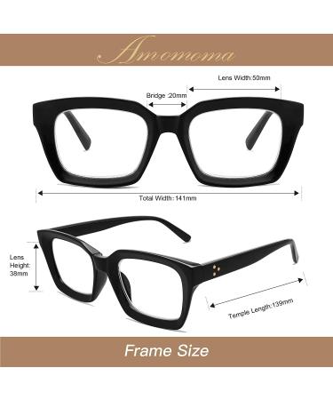 AMOMOMA Retro Spring Hinge Blue Light Blocking Reading Glasses - Unisex Square Frames (2.0x) - Black/Grey Tortoise/Crystal - AM6015 - Buy Online on GoSupps.com