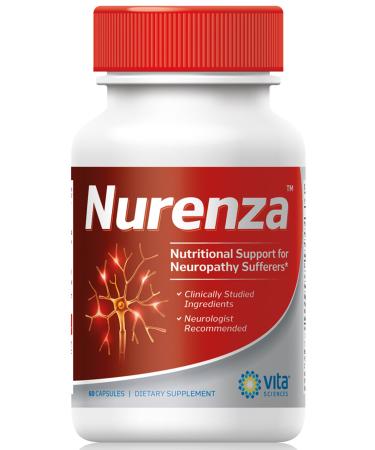 Vita Sciences Nurenza Neuropathy Supplement for Nerve Health and Fast Repair. Natural R-ALA Form 40x Strength with Vitamins and Antioxidants to Renew and Revitalize Feet Hands Legs and Toes. 60 Ct. 60 Count (Pack of 1)