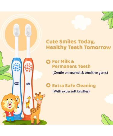 Chicco Toothbrush Set Blue & Orange for Ages 3-8 | International Shipping Available - Buy Online on GoSupps.com