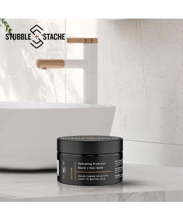 Stubble & Stache Men's Beard & Hair Balm - Shea Butter Jojoba & Argan Oil Leave-in Conditioner Fragrance Free - 3.4 fl oz - Best Mustache Wax for Grooming - Buy Online on GoSupps.com