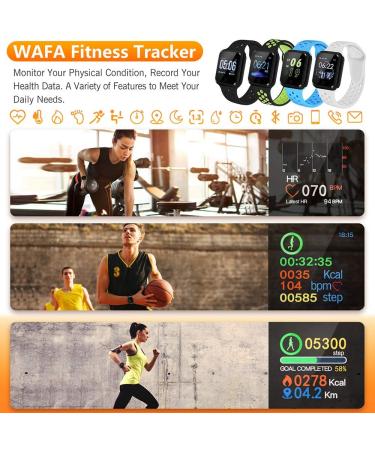 Wafa Fitness Tracker with Heart Rate Blood Pressure Monitor - Waterproof Smart Watch for Kids Women and Men - Activity Tracking Pedometer Watch - Green - Buy Online on GoSupps.com