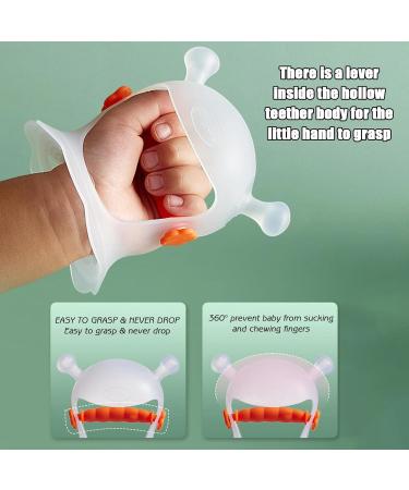 Synyey Manual Rings for Babies - Anti-Drop Silicone Bite Toy & Teething Pacifier in Orange | Safe Baby Teething Solution - Buy Online on GoSupps.com