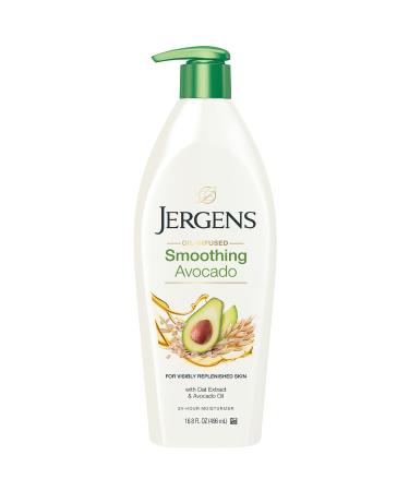 Jergens Oil-Infused Smoothing Avocado Moisturizer, 16.8 Fluid Ounces, with Avocado Oil and Oat Extract, for Visibly Replenished Skin, for All Skin Types 16.8 Fl Oz (Pack of 1) VISIBLY HEALTHY AVOCADO LOTION