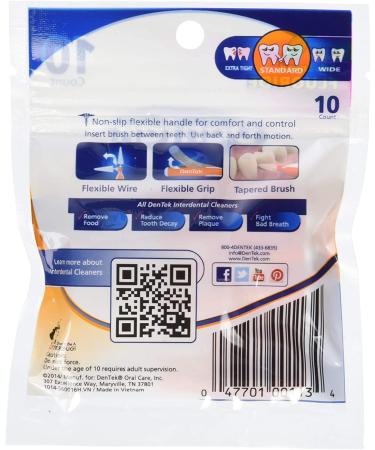 DenTek Easy Brush Interdental Cleaners - Mint Flavor Standard Size 10 Count (Pack of 6) | Best International Shipping - Buy Online on GoSupps.com