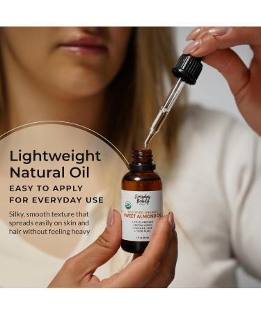 Organic Sweet Almond Oil | 100% Pure, Cold-Pressed, Unrefined | USDA Certified Organic | Amber Glass Bottle with Glass Dropper | For Face, Skin & Hair - 1 Fl Oz - Buy Online on GoSupps.com