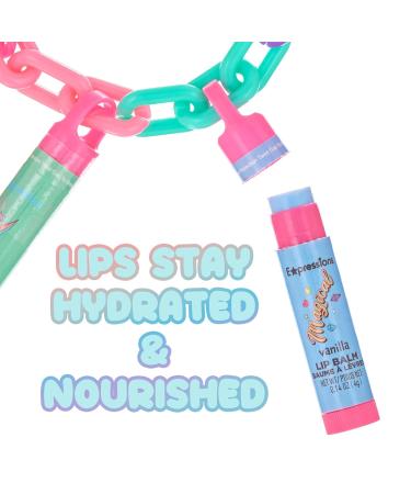 Expressions 7pc Lip Balm Collection & Day Of The Week Necklace - Colorful Jewelry Party Favors for Girls Non-Toxic Accessories - Buy Online on GoSupps.com