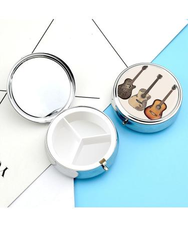 Portable Guitar Print Pill Box | 3 Compartment Travel Organizer | Small Medicine Case for Purse & Pocket - Buy Online on GoSupps.com
