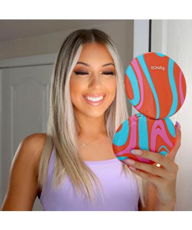 Fancii LED Lighted Travel Makeup Mirror with 10x/1x Magnification - Rechargeable, 3 Light Settings, Compact & Portable Hand Mirror for Handbag - Taylor (Groovy Vibes) - Buy Online on GoSupps.com