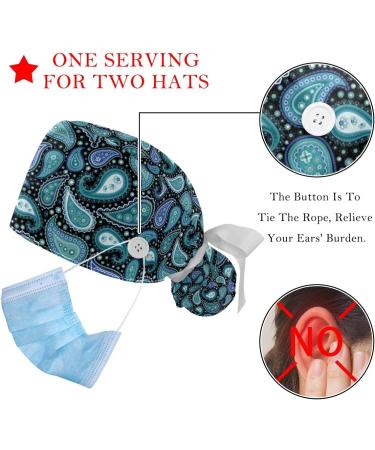 Poppy Sky Nature Summer Landscape Scrub Caps - 2PCS Bouffant Working Hats for Women with Ponytail Holder (Pattern 02) - Buy Online on GoSupps.com