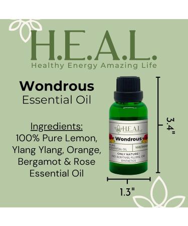H.E.A.L.'s Wondrous Essential Oil Blend Lemon Ylang Ylang Orange Bergamot & Rose 1oz - Buy Online on GoSupps.com
