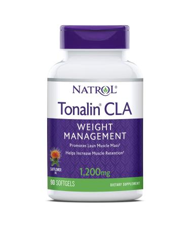 Natrol Tonalin CLA Softgels, Derived from safflower plant, Promotes lean muscle mass, Helpes increase muscle retention, Promotes fat metabolism, Weight management supplement, 1,200mg, 90 Count 90 Count (Pack of 1) Softgel