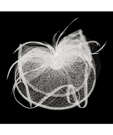 Tulle Fascinator Hats with Spring Flower Clip - Elegant Hair Accessories for Weddings & Tea Parties - Women's Veil Head Jewelry in White - Buy Online on GoSupps.com